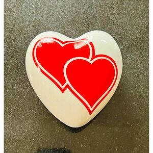 Vintage TAKAHASHI Red Hearts Trinket Box Heart Shaped Made‎ In Japan